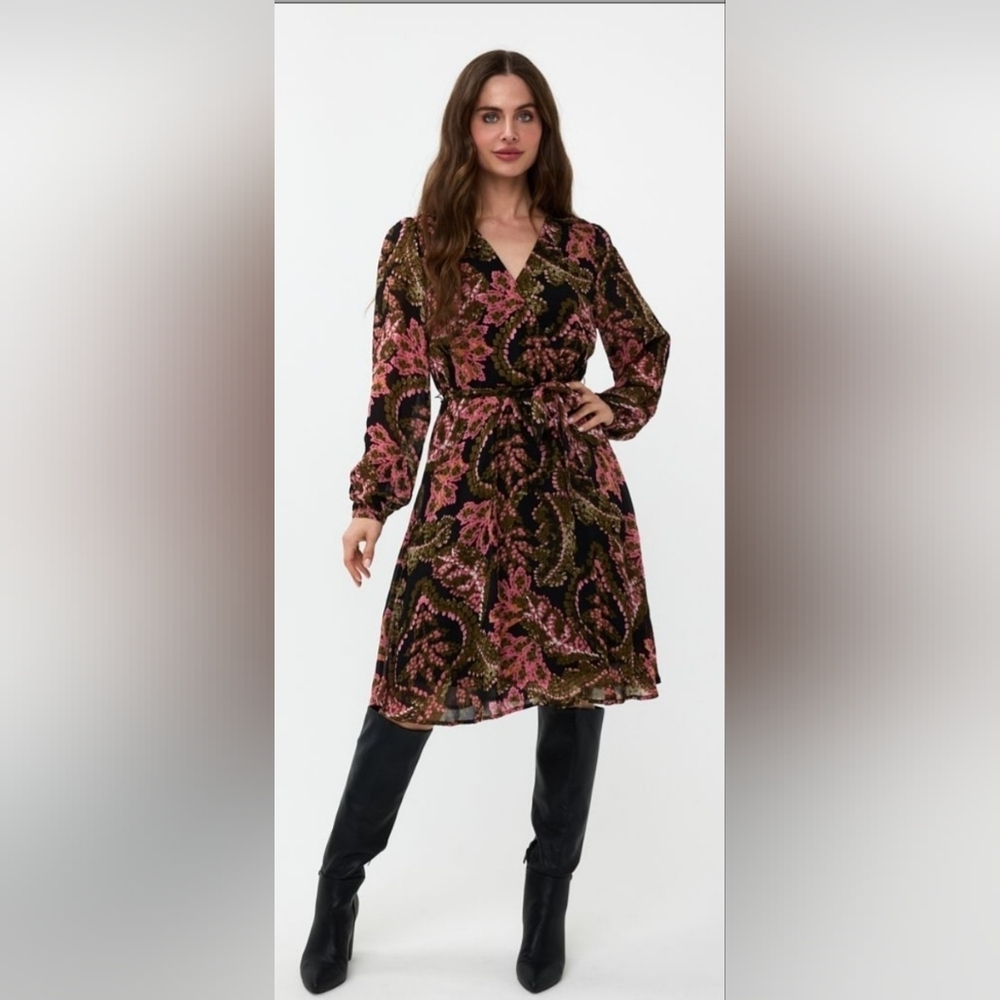Esqualo Global Flower Print Dress With Elastic Waist, VGUC, Size 6